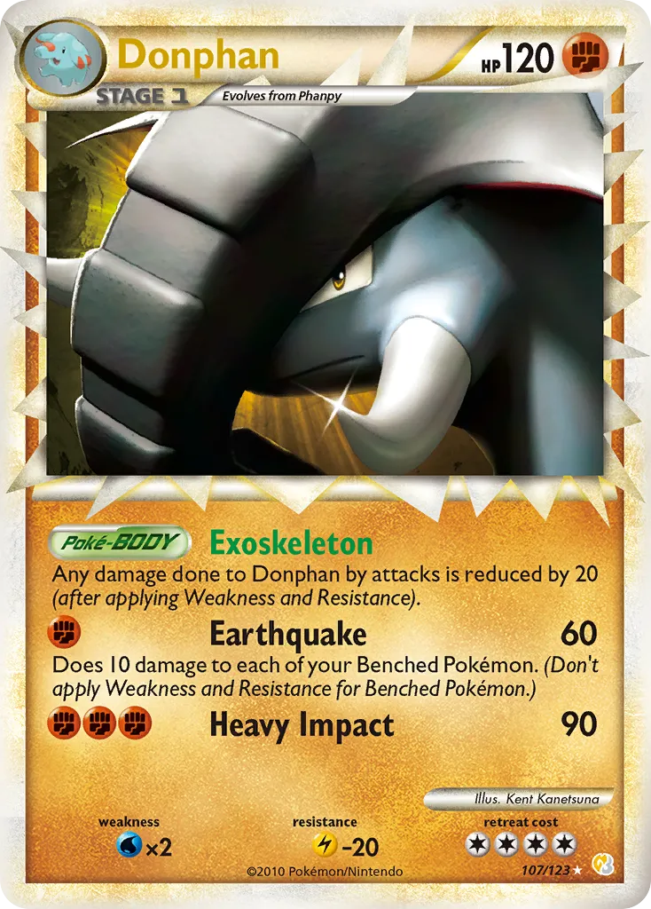 2010 HeartGold & SoulSilver Donphan #107/123 Rare Prime card image