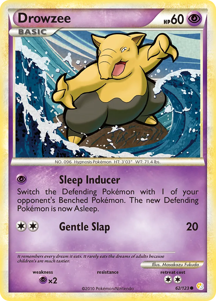 2010 HeartGold & SoulSilver Drowzee Common #062/123 Common card image