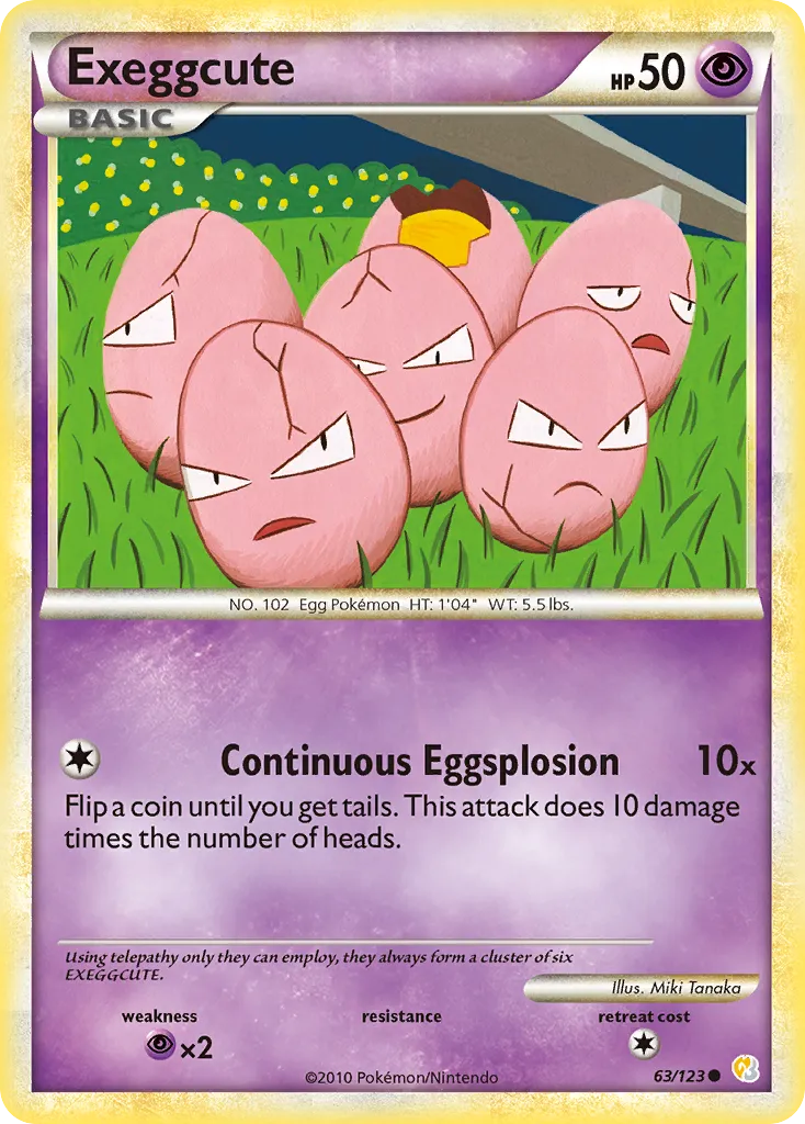2010 HeartGold & SoulSilver Exeggcute Common #063/123 Common card image