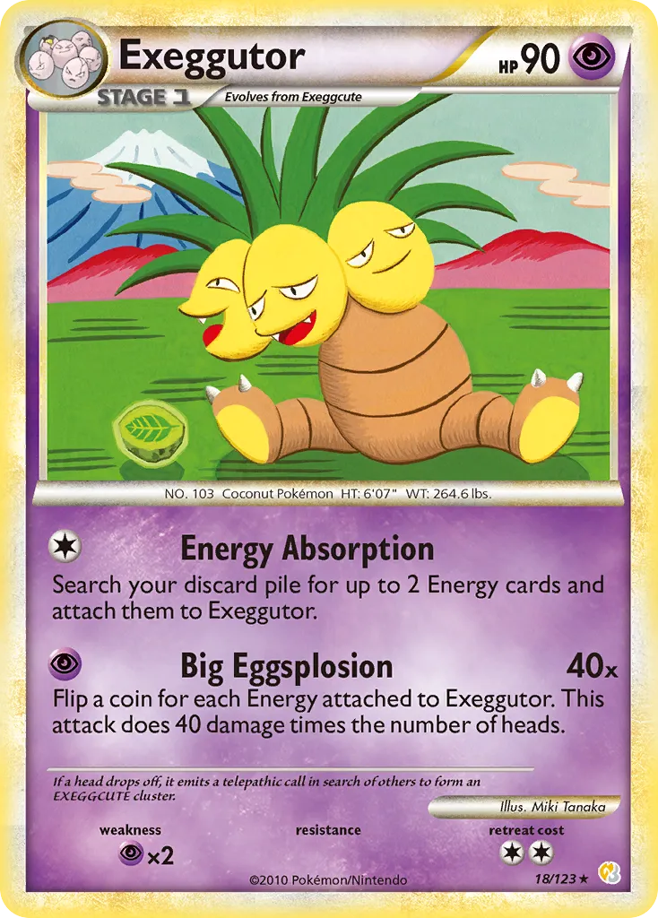 2010 HeartGold & SoulSilver Exeggutor Rare #018/123 Rare card image