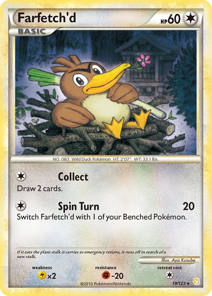 2010 HeartGold & SoulSilver Farfetch'd Rare #019/123 Rare card image