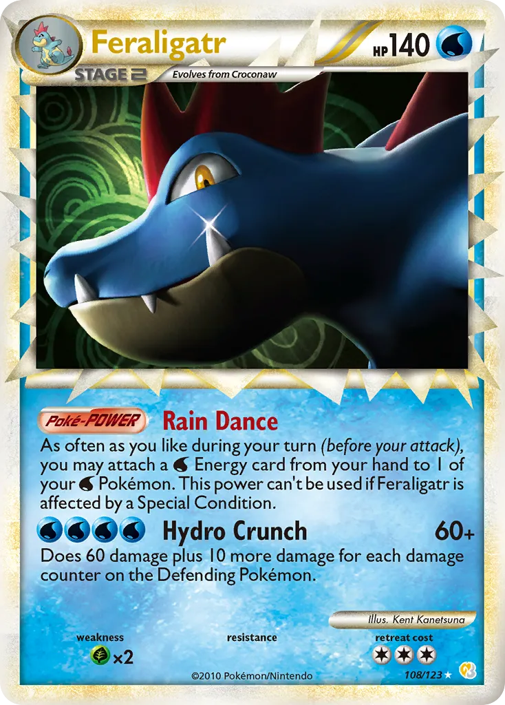 2010 HeartGold & SoulSilver Feraligatr Rare #020/123 Rare card image