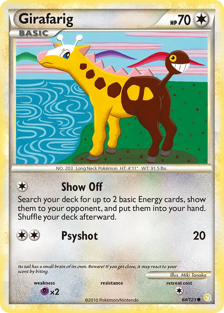 2010 HeartGold & SoulSilver Girafarig Common #064/123 Common card image