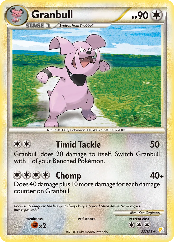 2010 HeartGold & SoulSilver Granbull Rare #022/123 Rare card image
