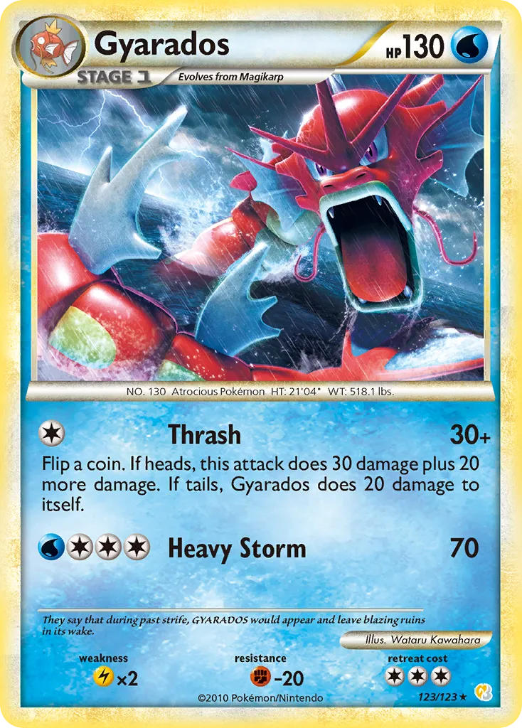 2010 HeartGold & SoulSilver Gyarados #123/123 Rare Holo card image