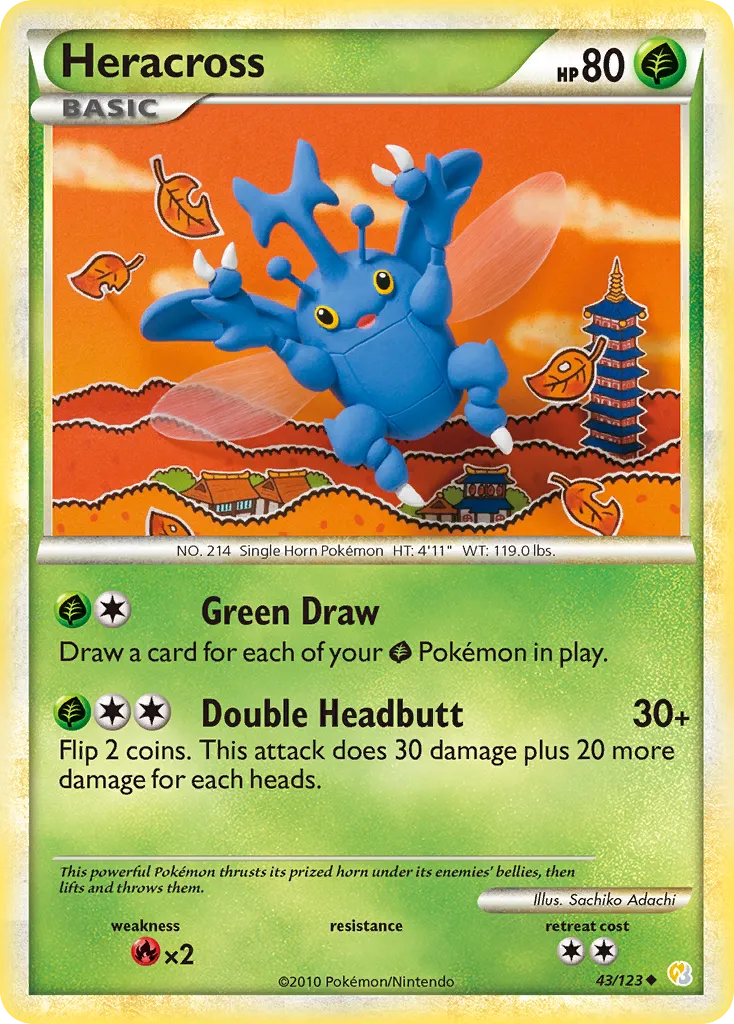 2010 HeartGold & SoulSilver Heracross Uncommon #043/123 Uncommon card image