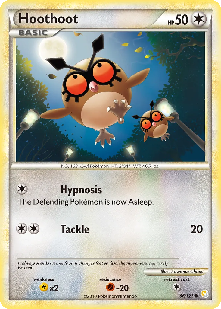 2010 HeartGold & SoulSilver Hoothoot Common #066/123 Common card image