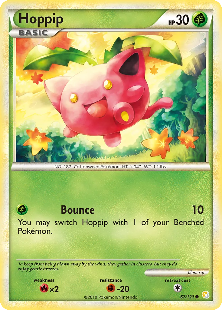 2010 HeartGold & SoulSilver Hoppip Common #067/123 Common card image