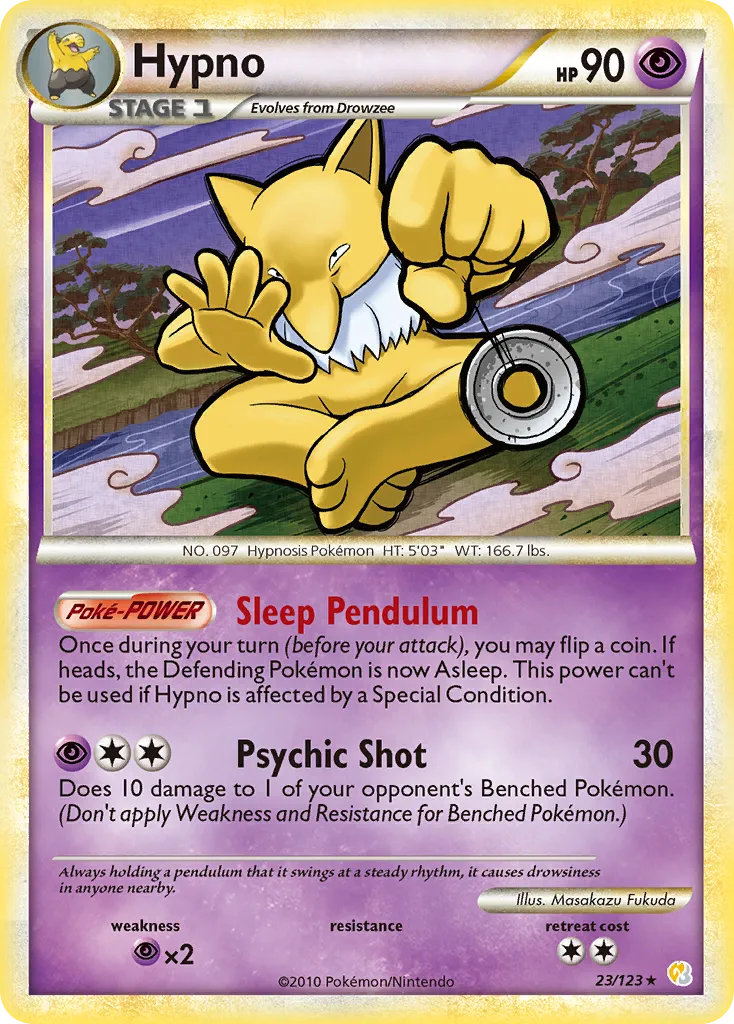 2010 HeartGold & SoulSilver Hypno Rare #023/123 Rare card image