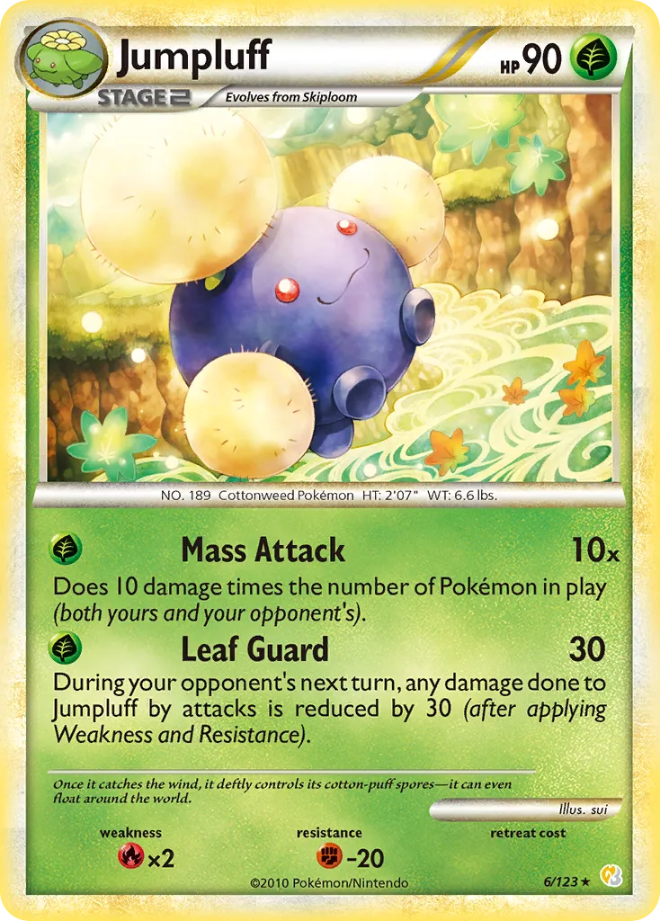 2010 HeartGold & SoulSilver Jumpluff Rare Holo #006/123 Rare Holo card image