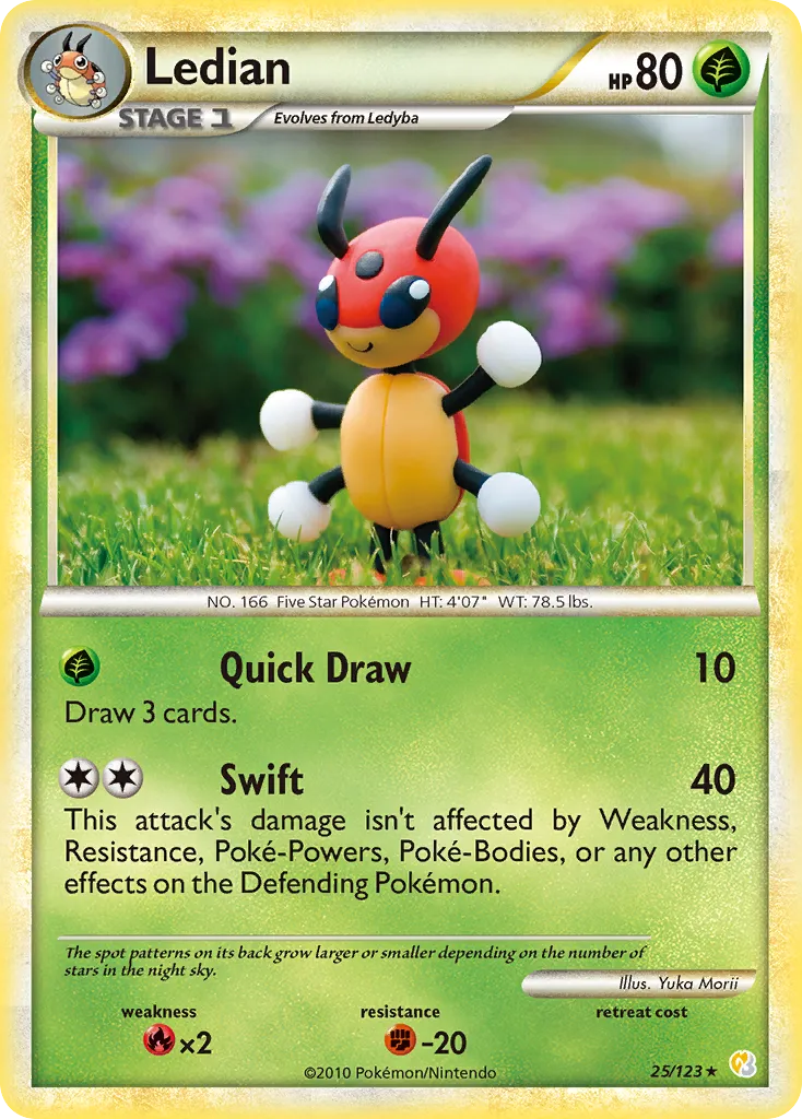 2010 HeartGold & SoulSilver Ledian Rare #025/123 Rare card image