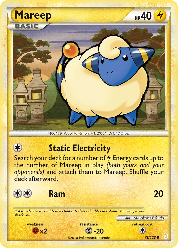 2010 HeartGold & SoulSilver Mareep Common #073/123 Common card image