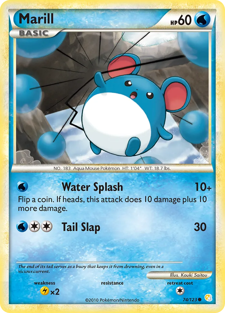2010 HeartGold & SoulSilver Marill Common #074/123 Common card image