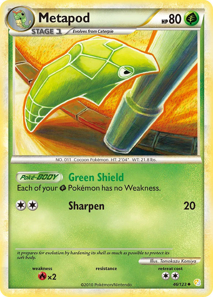 2010 HeartGold & SoulSilver Metapod Uncommon #046/123 Uncommon card image