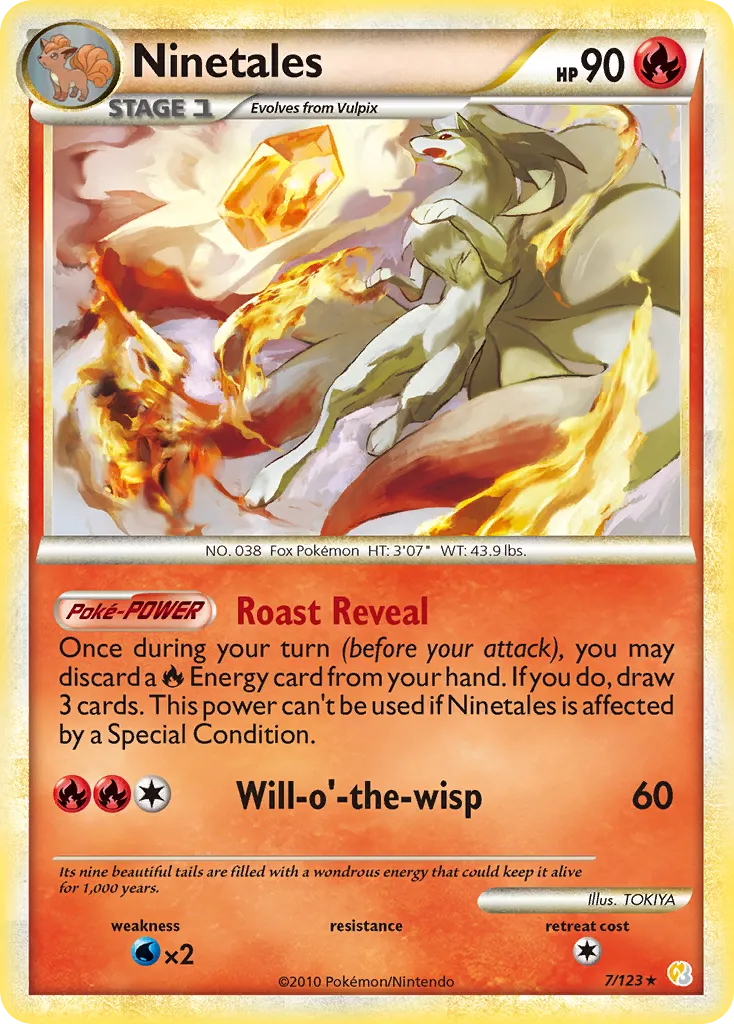 2010 HeartGold & SoulSilver Ninetales Rare Holo #007/123 Rare Holo card image