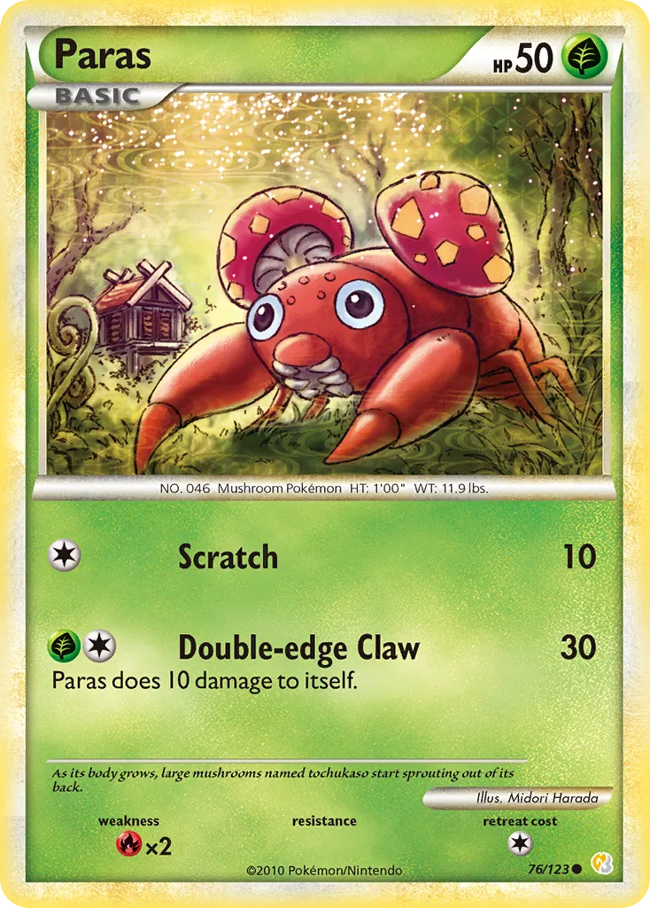 2010 HeartGold & SoulSilver Paras Common #076/123 Common card image