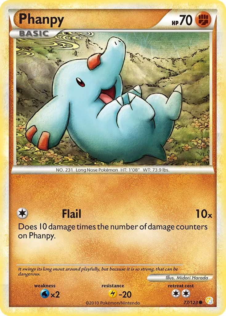 2010 HeartGold & SoulSilver Phanpy Common #077/123 Common card image