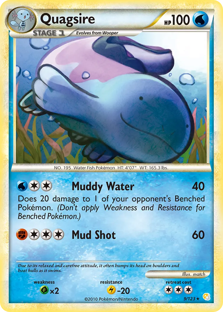 2010 HeartGold & SoulSilver Quagsire Rare Holo #009/123 Rare Holo card image