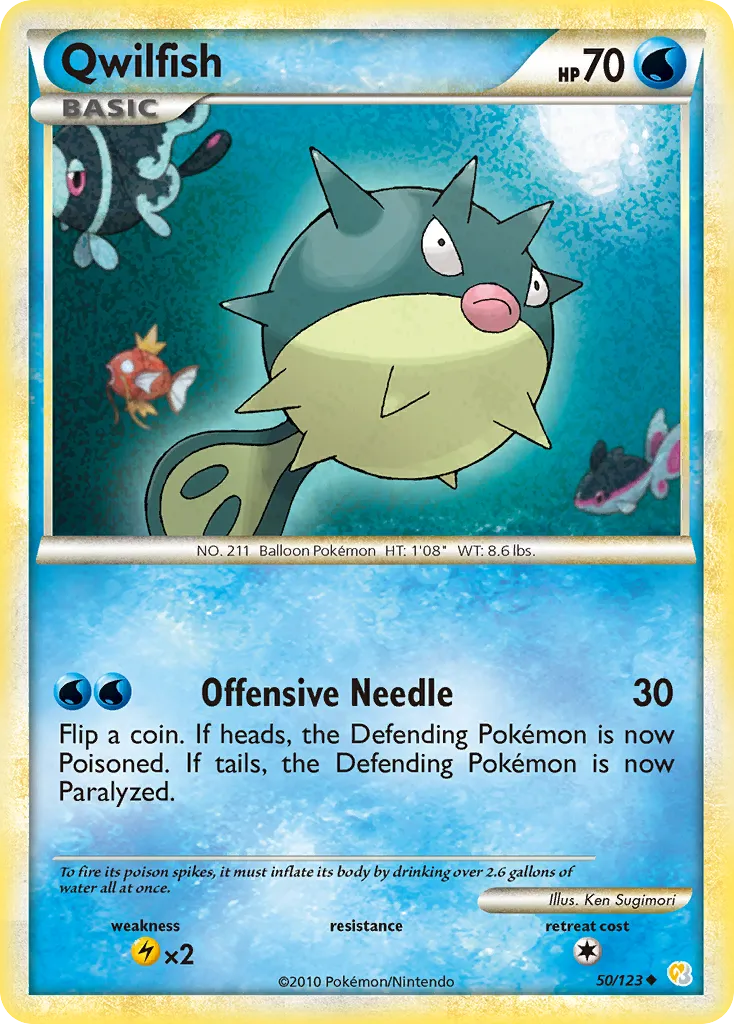 2010 HeartGold & SoulSilver Qwilfish Uncommon #050/123 Uncommon card image