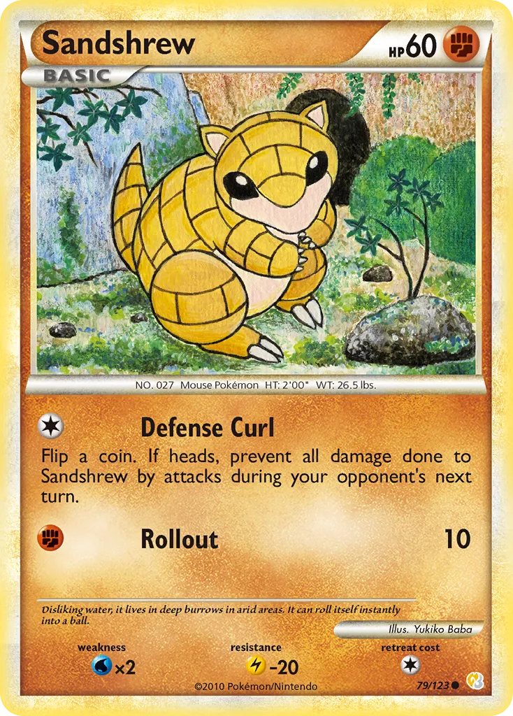 2010 HeartGold & SoulSilver Sandshrew Common #079/123 Common card image