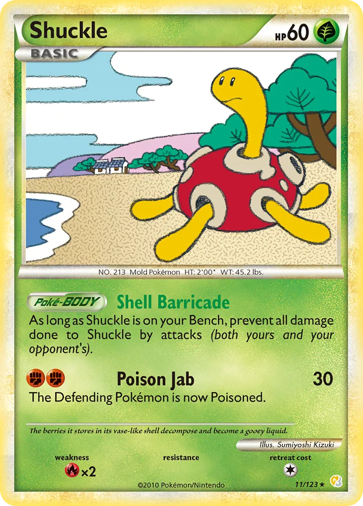 2010 HeartGold & SoulSilver Shuckle Rare Holo #011/123 Rare Holo card image