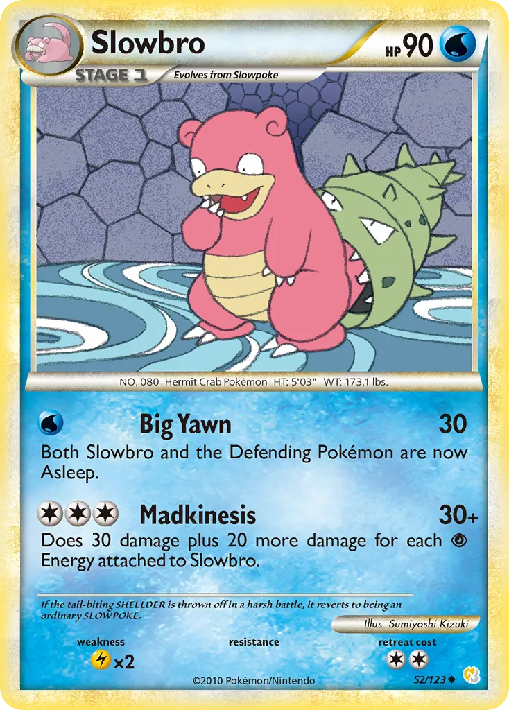 2010 HeartGold & SoulSilver Slowbro Uncommon #052/123 Uncommon card image