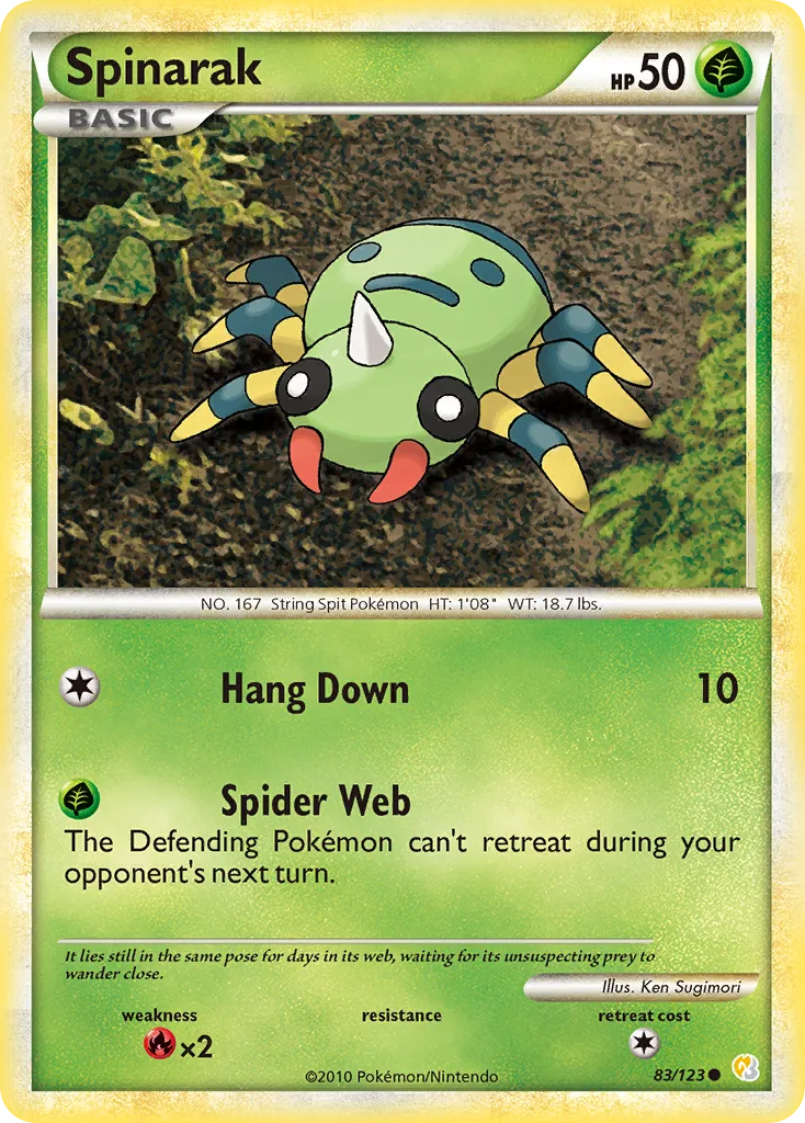 2010 HeartGold & SoulSilver Spinarak Common #083/123 Common card image
