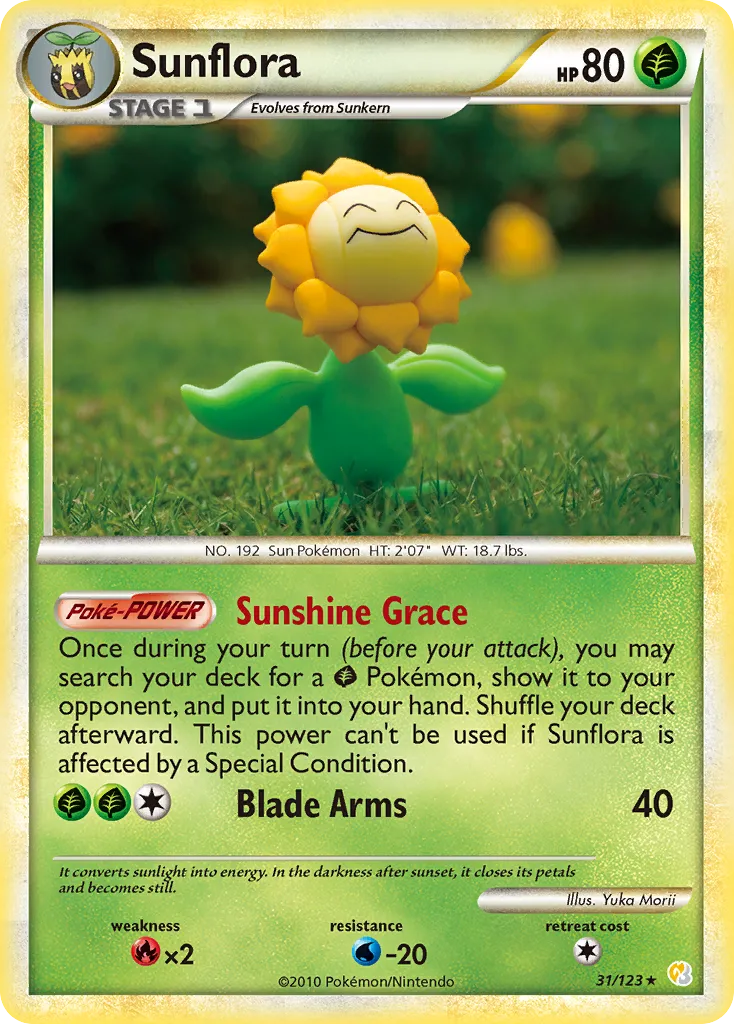 2010 HeartGold & SoulSilver Sunflora Rare #031/123 Rare card image