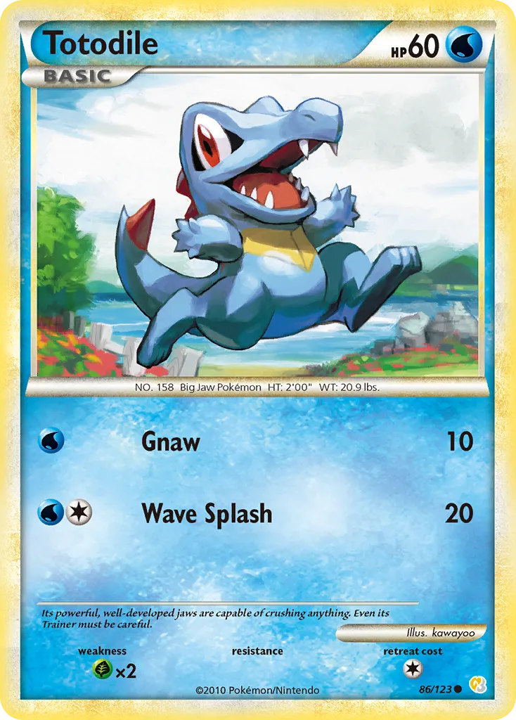 2010 HeartGold & SoulSilver Totodile Common #086/123 Common card image