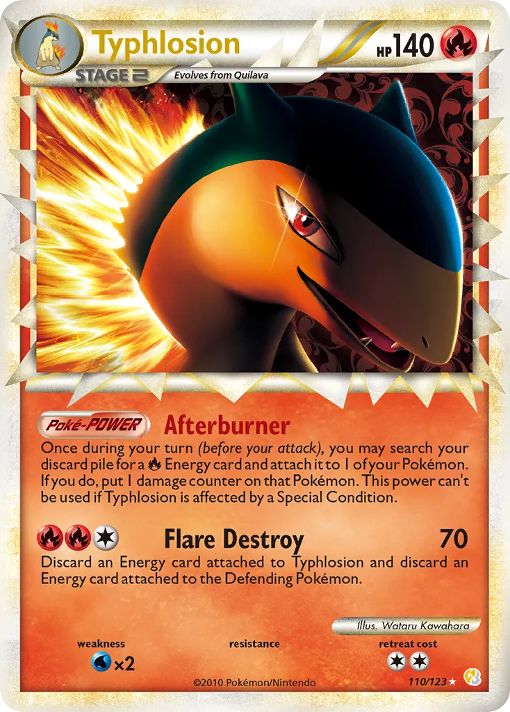 2010 HeartGold & SoulSilver Typhlosion #110/123 Rare Prime card image