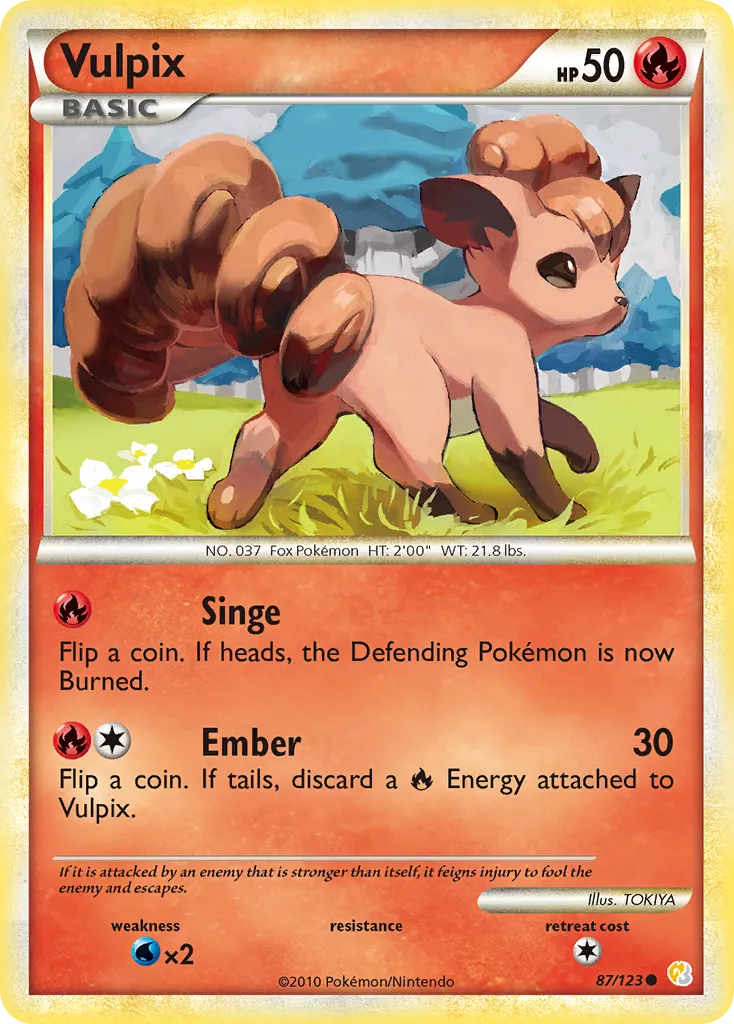 2010 HeartGold & SoulSilver Vulpix Common #087/123 Common card image