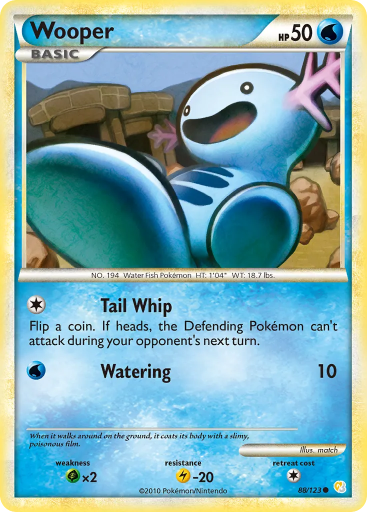 2010 HeartGold & SoulSilver Wooper Common #088/123 Common card image