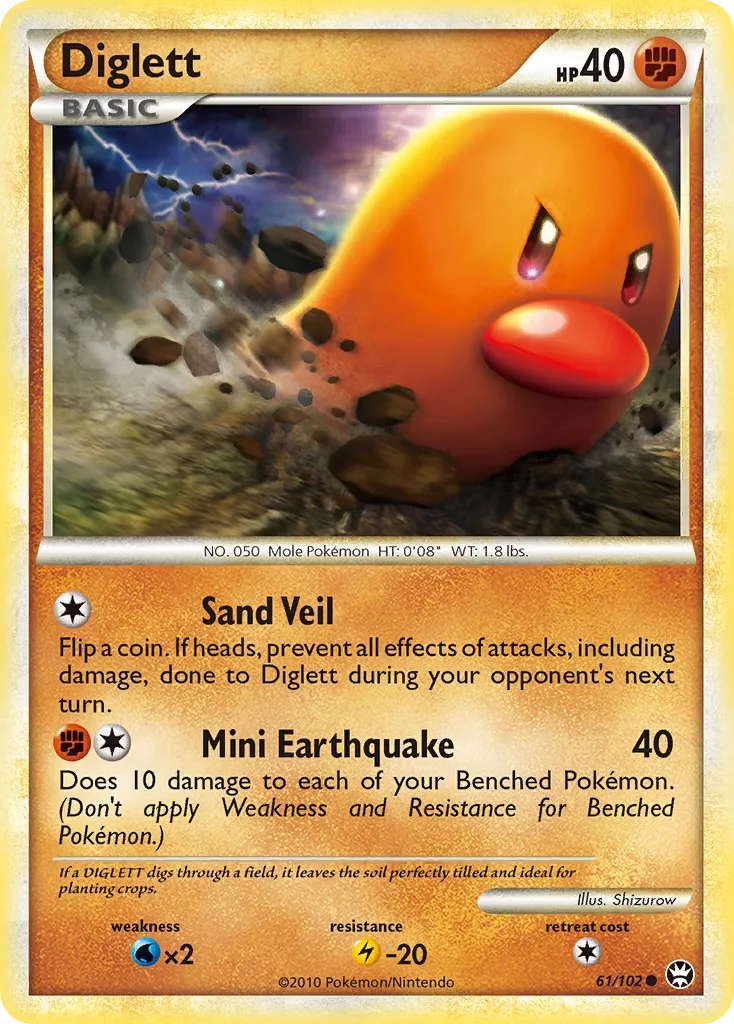 2010 HS—Triumphant Diglett Common #061/102 Common card image