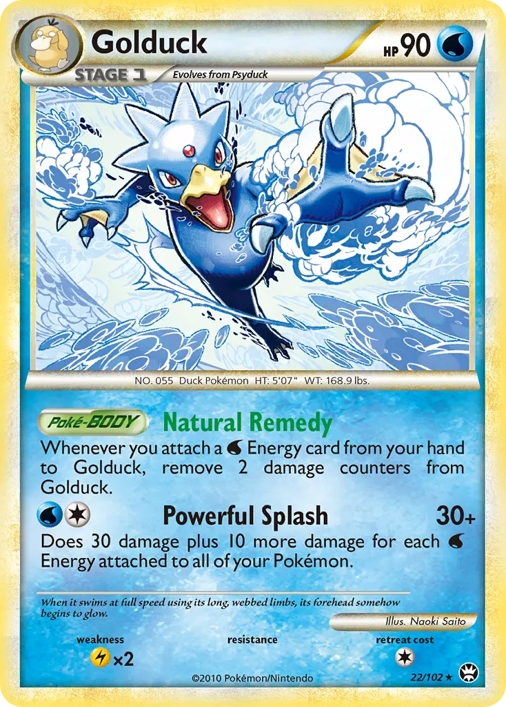 2010 HS—Triumphant Golduck Rare #022/102 Rare card image