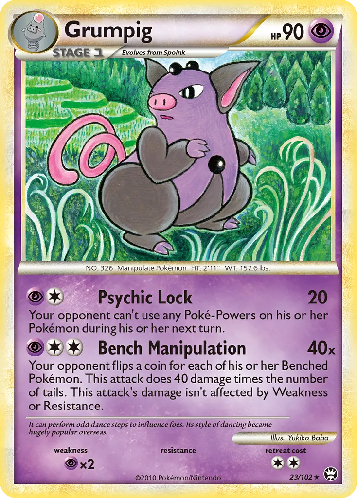 2010 HS—Triumphant Grumpig Rare #023/102 Rare card image