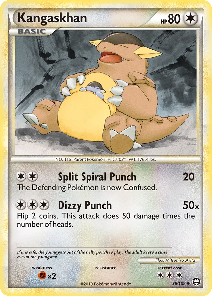 2010 HS—Triumphant Kangaskhan Uncommon #036/102 Uncommon card image