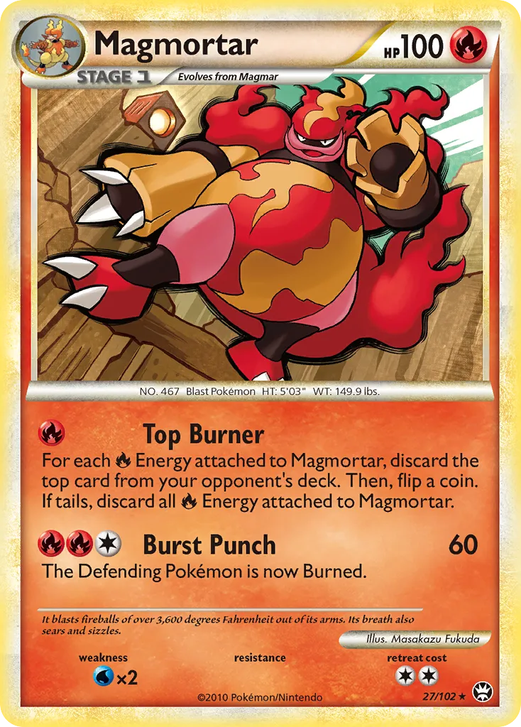 2010 HS—Triumphant Magmortar Rare #027/102 Rare card image