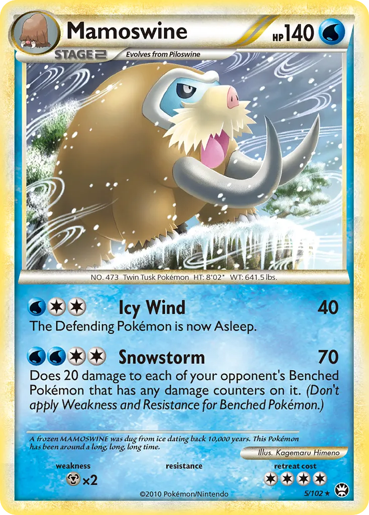 2010 HS—Triumphant Mamoswine #005/102 Rare Holo card image