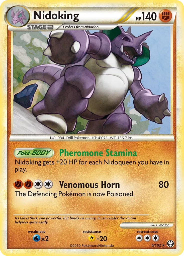 2010 HS—Triumphant Nidoking #006/102 Rare Holo card image