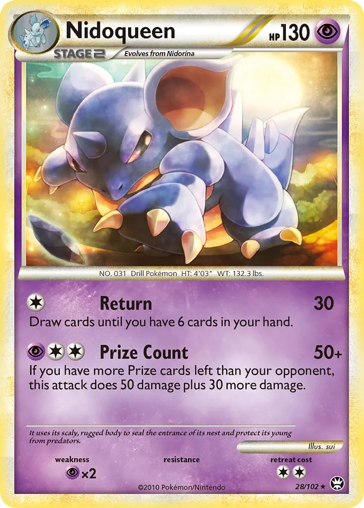 2010 HS—Triumphant Nidoqueen Rare #028/102 Rare card image