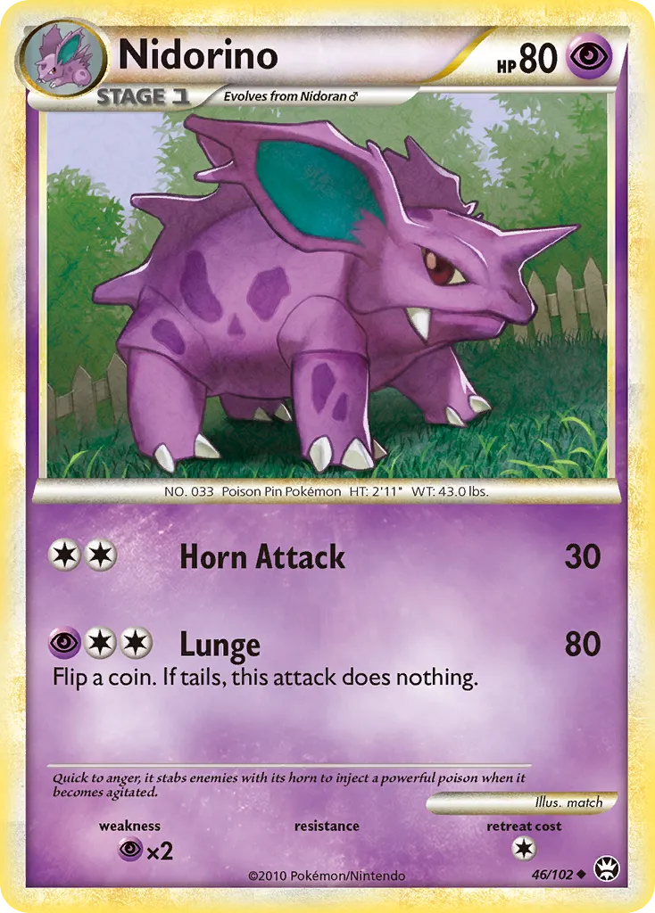 2010 HS—Triumphant Nidorino #046/102 Uncommon card image