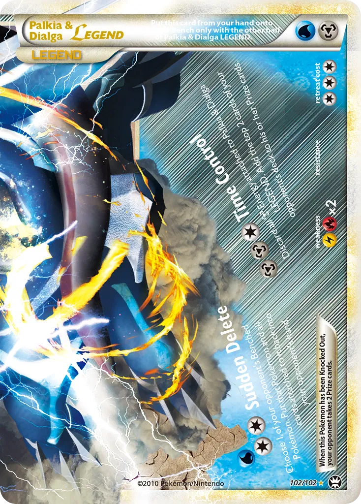 2010 HS—Triumphant Palkia & Dialga LEGEND #102/102 card image