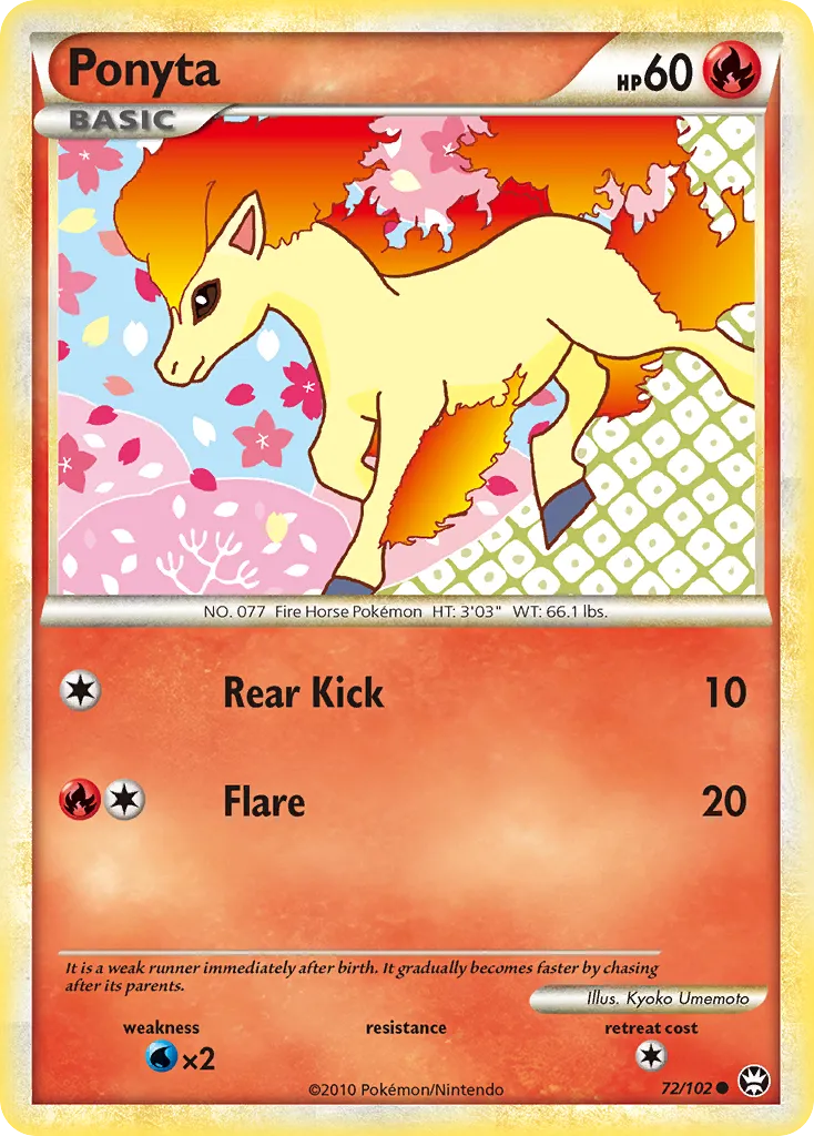 2010 HS—Triumphant Ponyta Common #072/102 Common card image