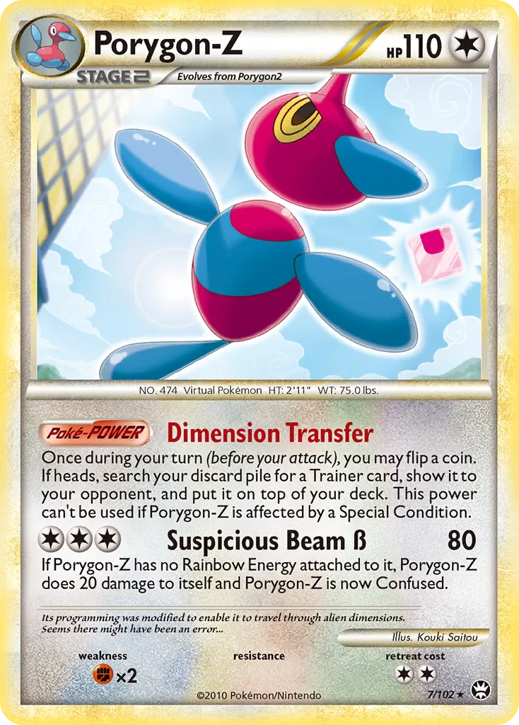 2010 HS—Triumphant Porygon-Z #007/102 Rare Holo card image