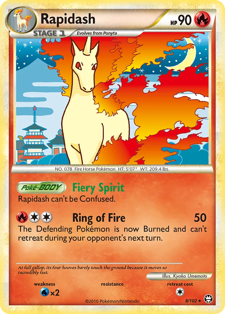 2010 HS—Triumphant Rapidash #008/102 Rare Holo card image