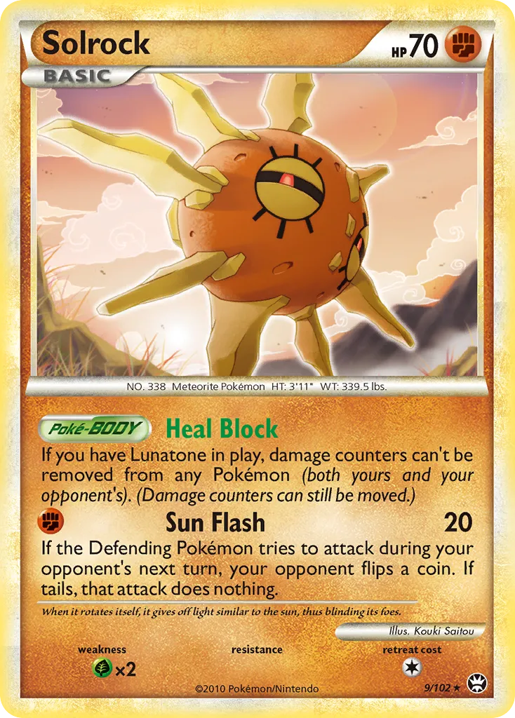 2010 HS—Triumphant Solrock #009/102 Rare Holo card image