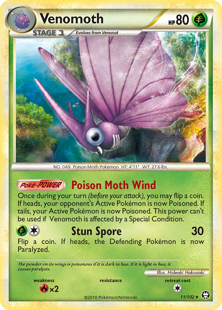 2010 HS—Triumphant Venomoth #011/102 Rare Holo card image