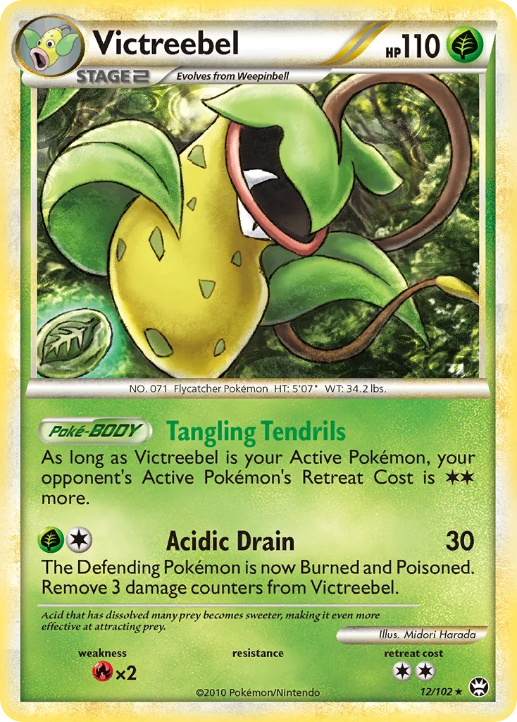 2010 HS—Triumphant Victreebel #012/102 Rare Holo card image
