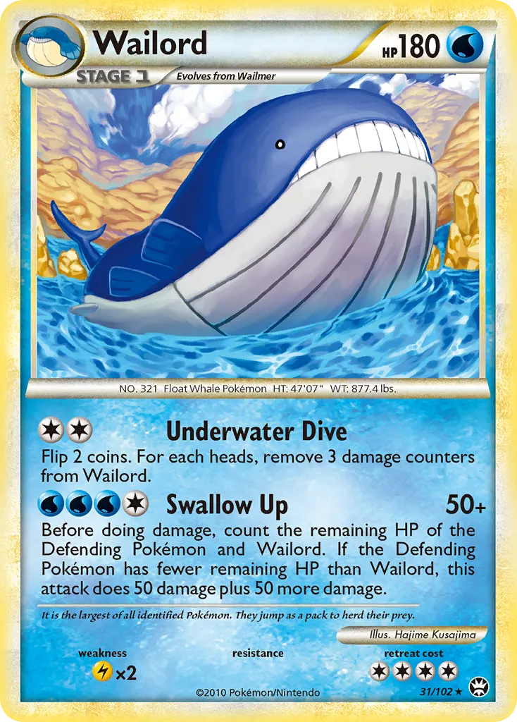 2010 HS—Triumphant Wailord Rare #031/102 Rare card image