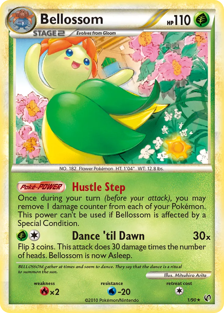 2010 HS—Undaunted Bellossom Rare Holo #01/90 Rare Holo card image